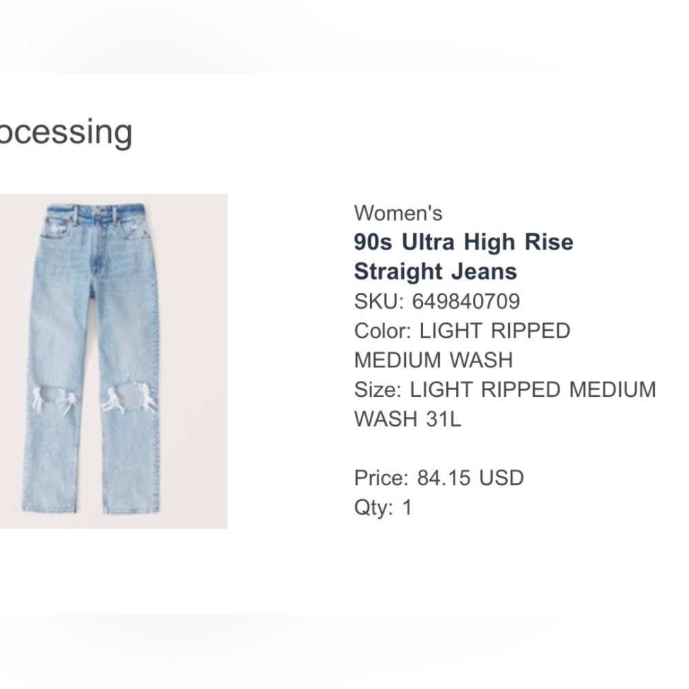 Abercrombie and Fitch 90s ultra high rise straight jeans